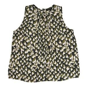 Banana Republic Muir Green Animal Print Shirred High-Neck Tank - SIZE S